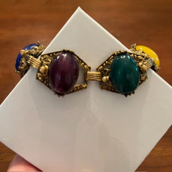 Vintage Gold-tone Multi-stone Bracelet - Picture 6 of 13